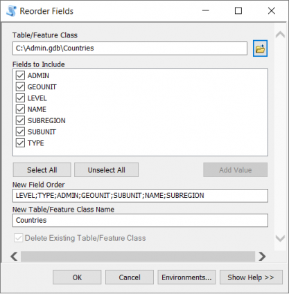 Reorder Fields Tool