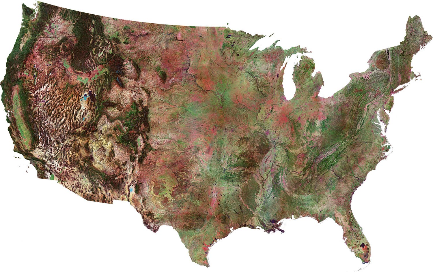 Satellite Map of USA - United States of America - GIS Geography