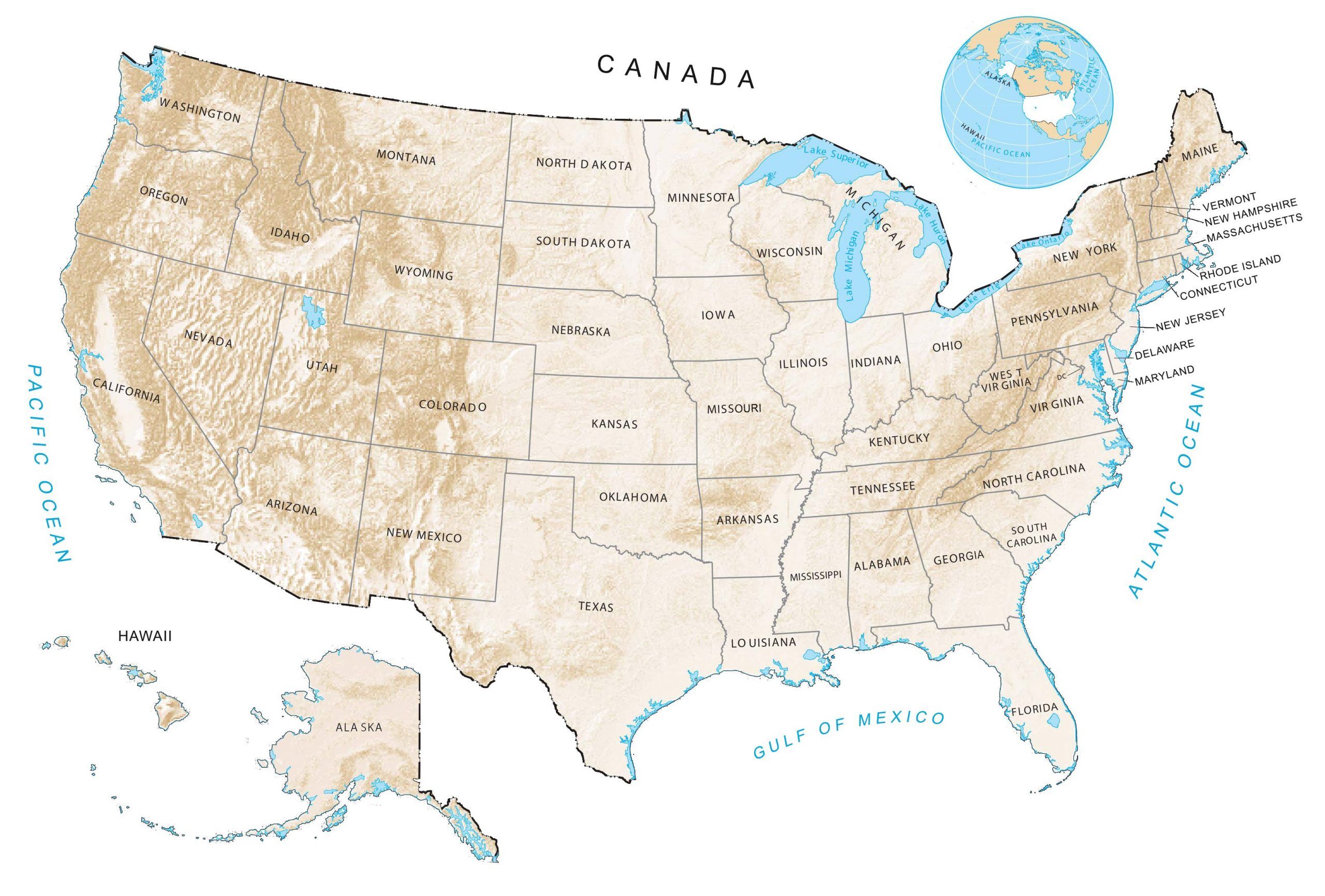 US Hillshade Map Scaled 