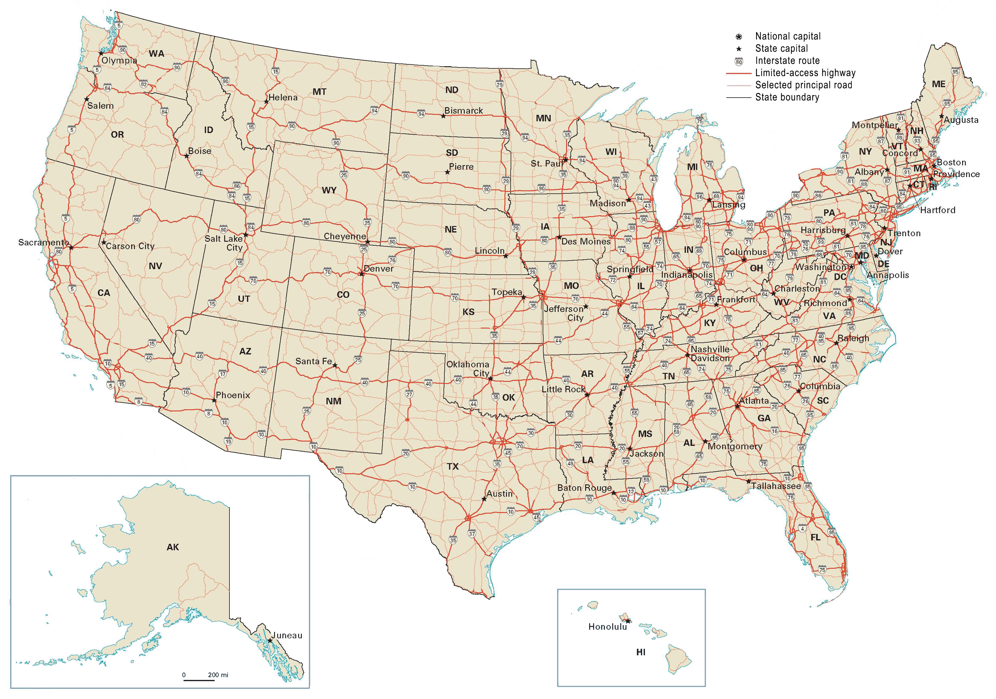 United State Highway Map Lucas Carmel