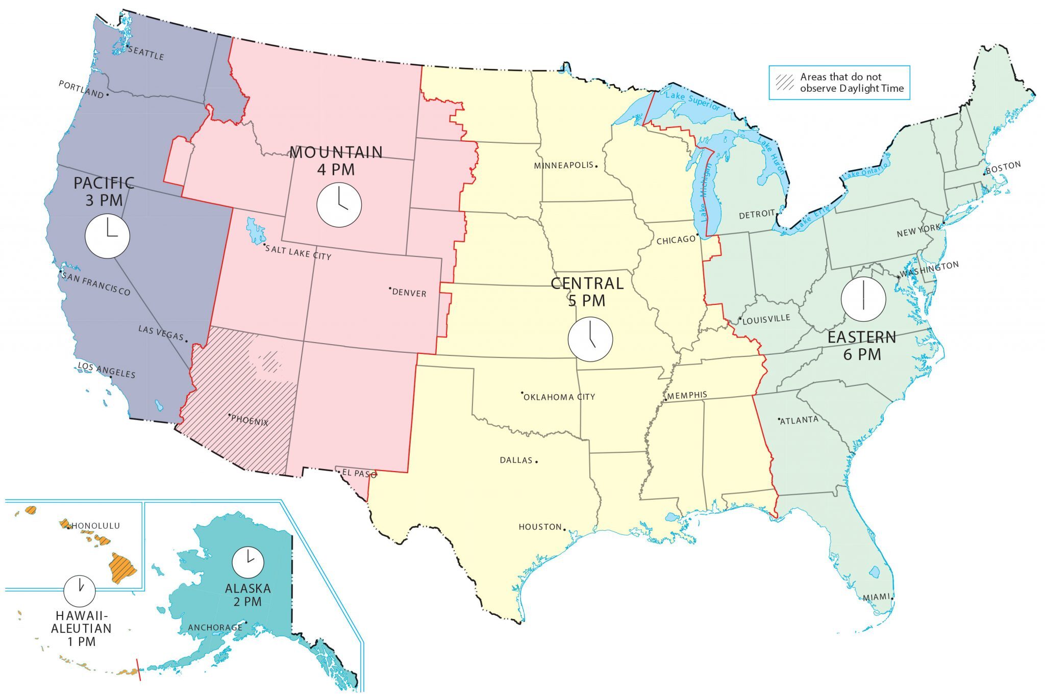 map of usa time zones