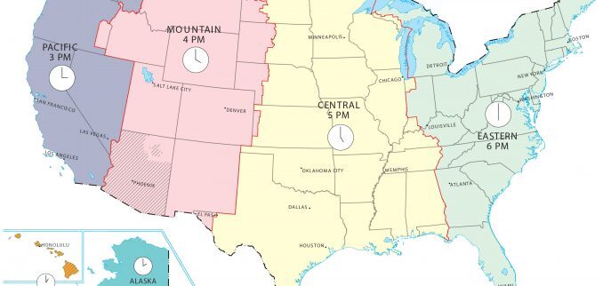 US Time Zone Map 678x322 