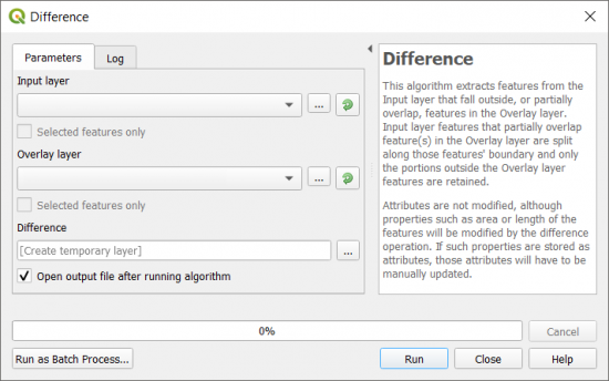 Difference Tool QGIS