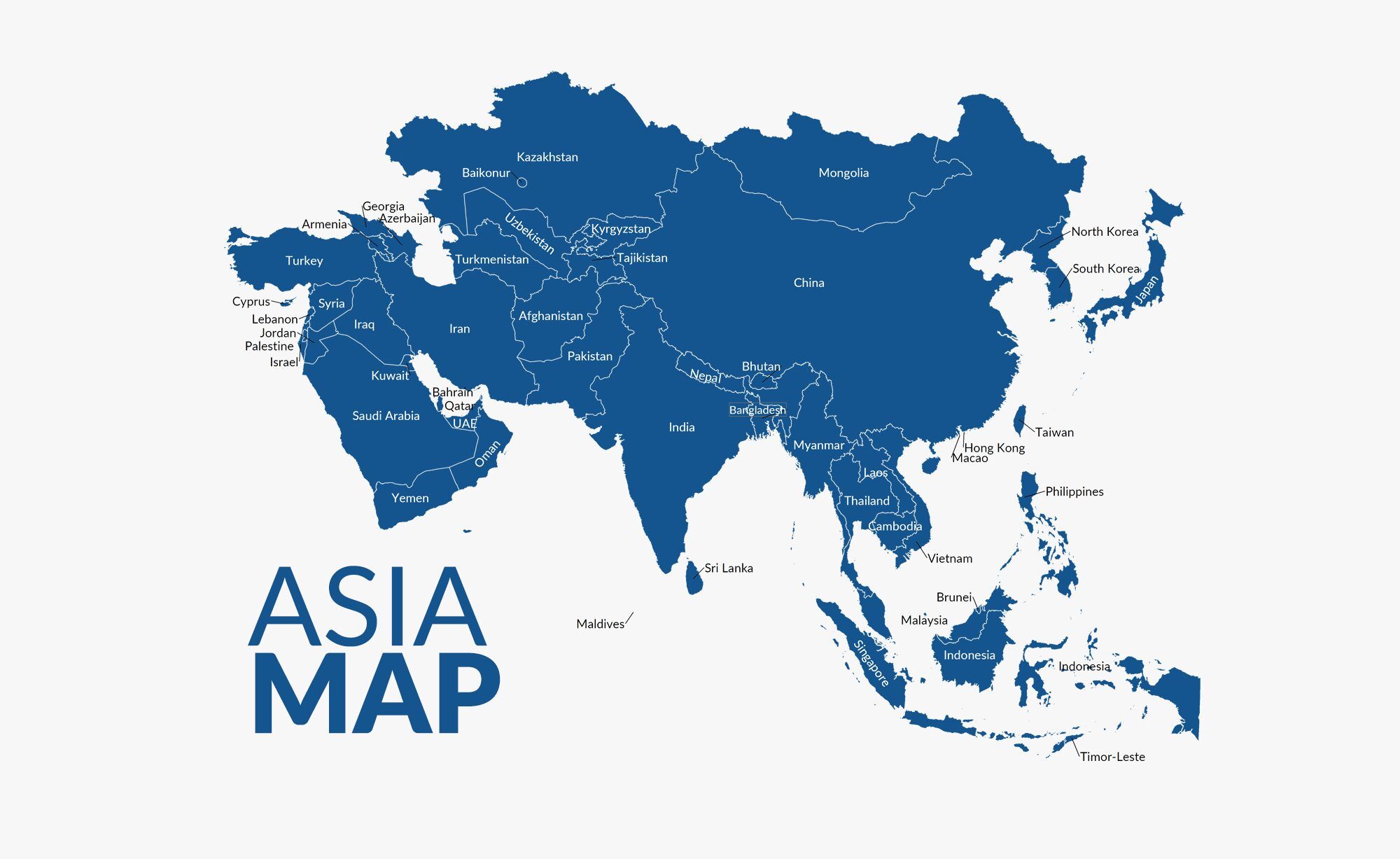 Asian Countries With Map | Map of Atlantic Ocean Area