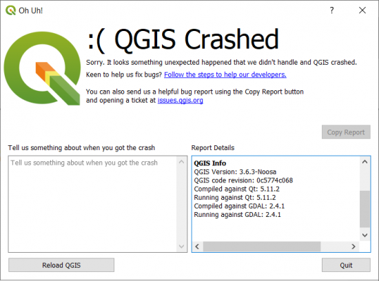 QGIS3 Crash