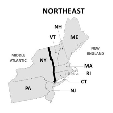 US Northeast Region Map