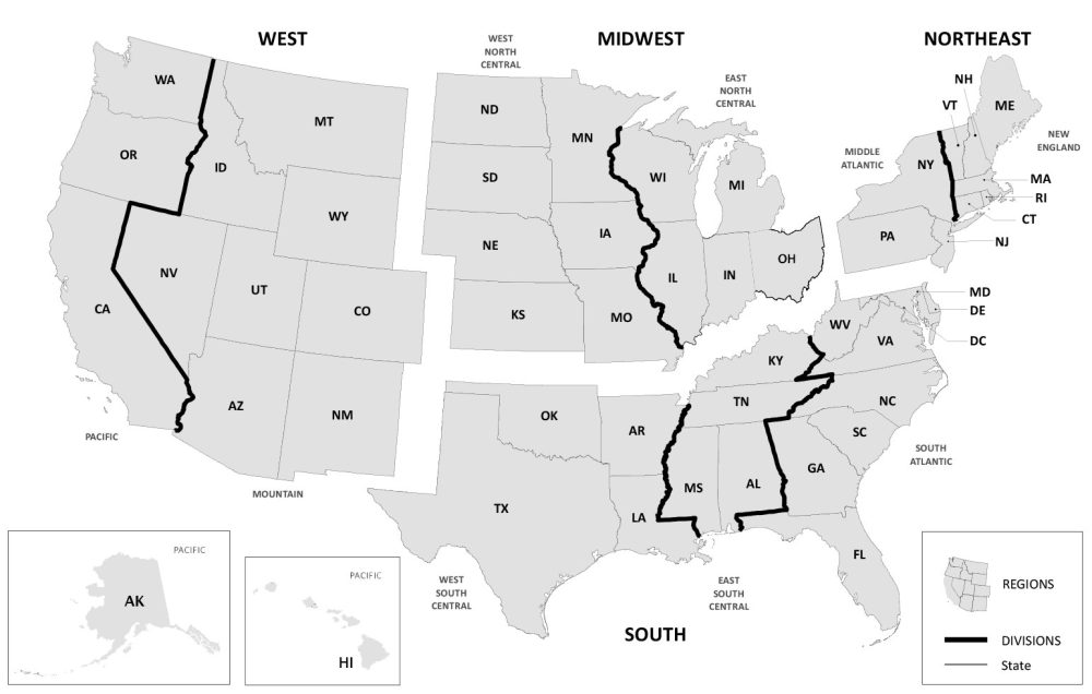 US Regions Map