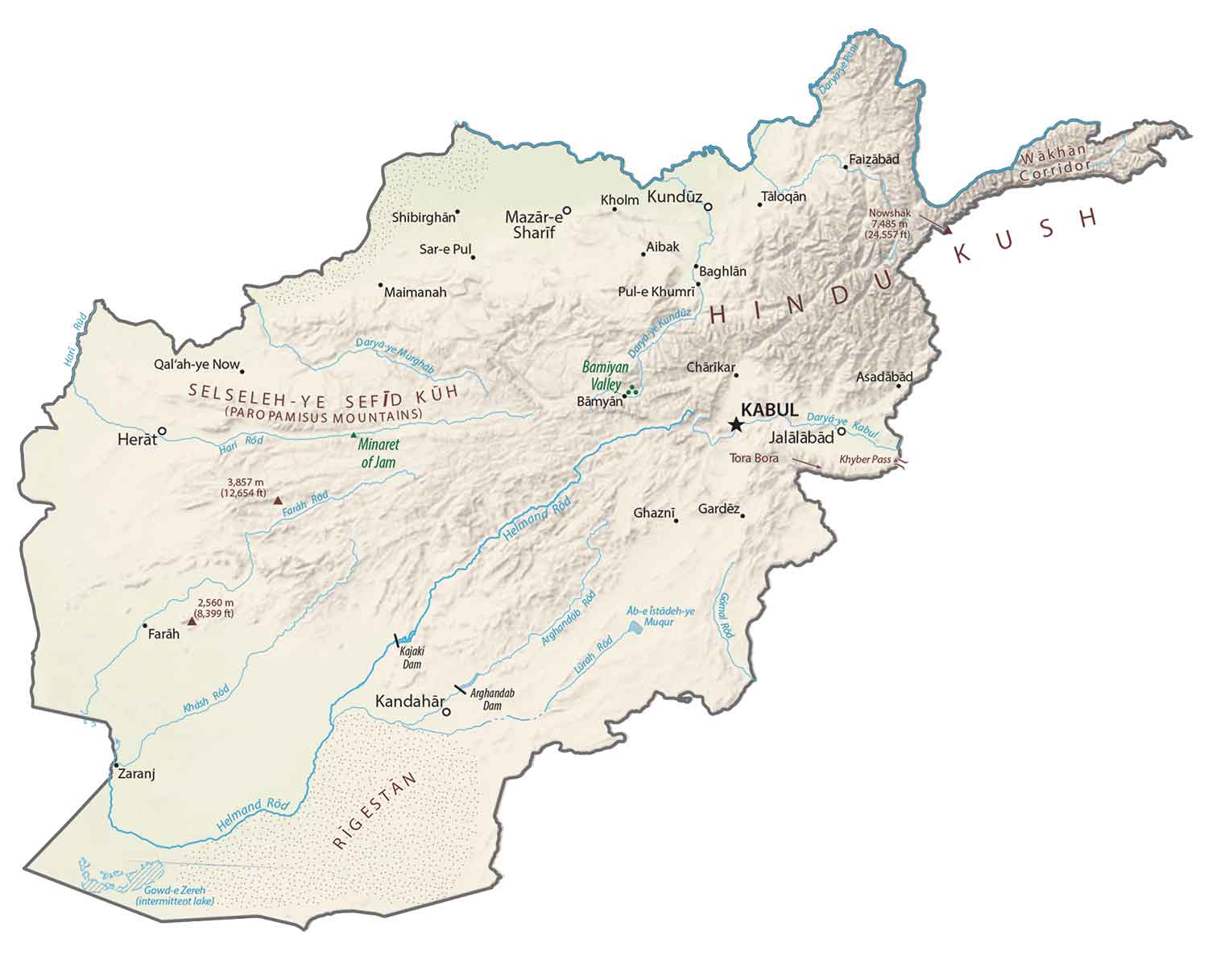 Afghanistan Map Cities And Roads GIS Geography