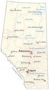 Map of Alberta – Cities and Roads