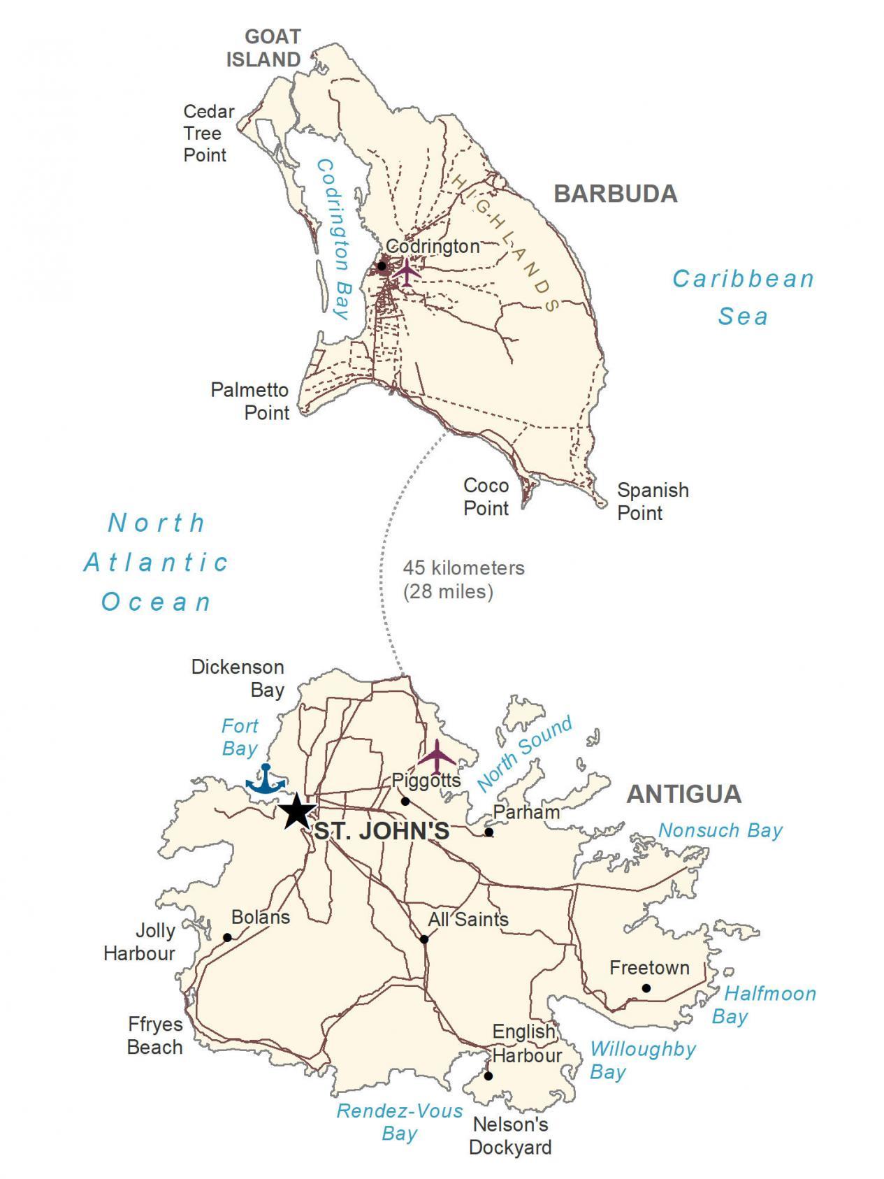 安提瓜和巴布达地图