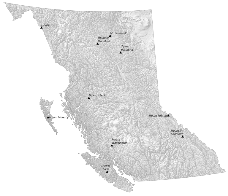 British Columbia Elevation Map