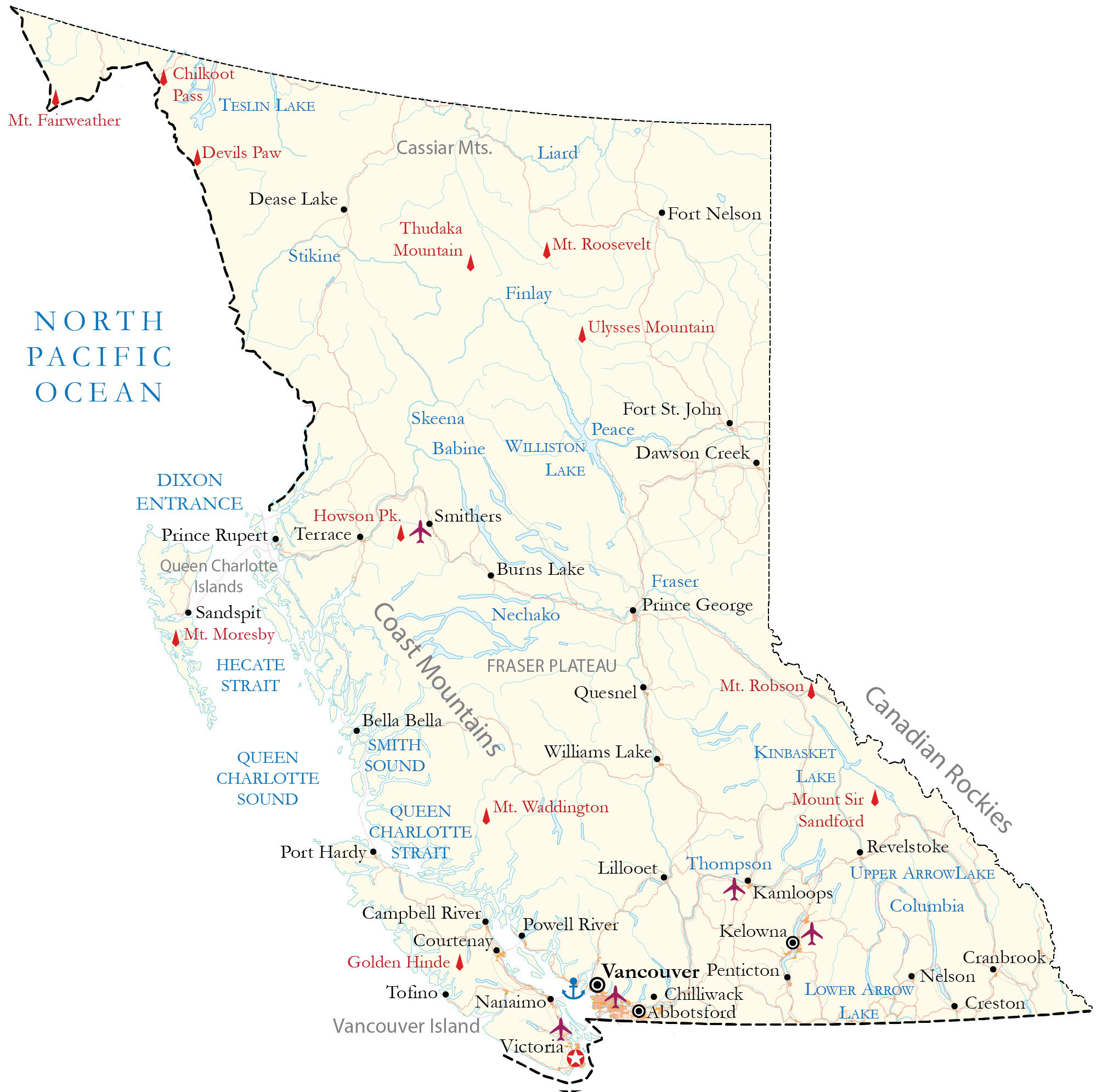 British Columbia Map With Cities And Towns - Tally Beitris