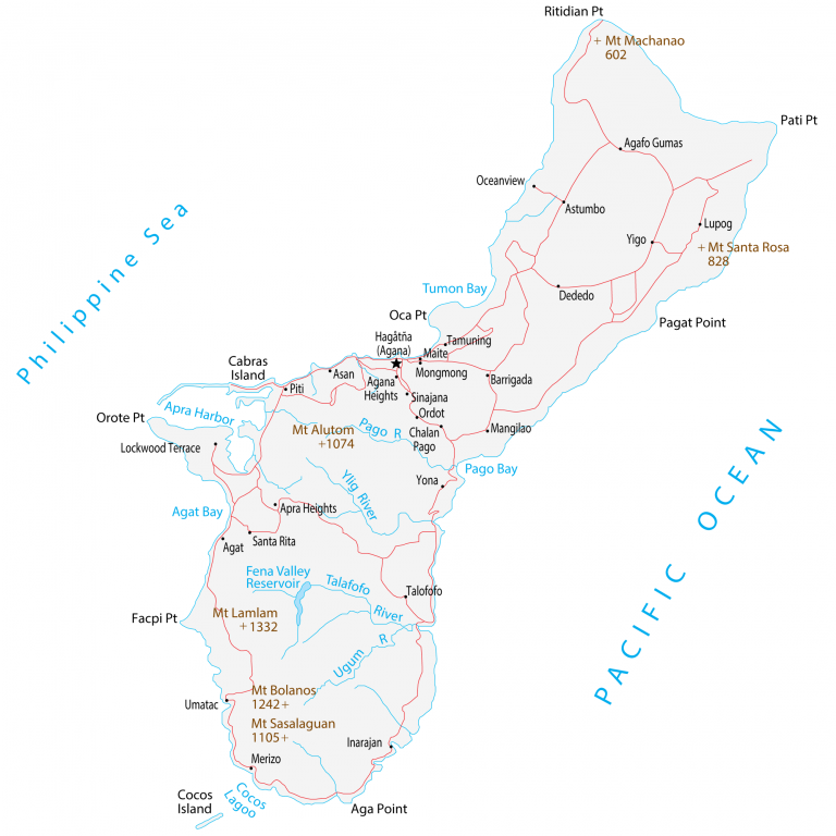 Guam Map – Cities and Roads