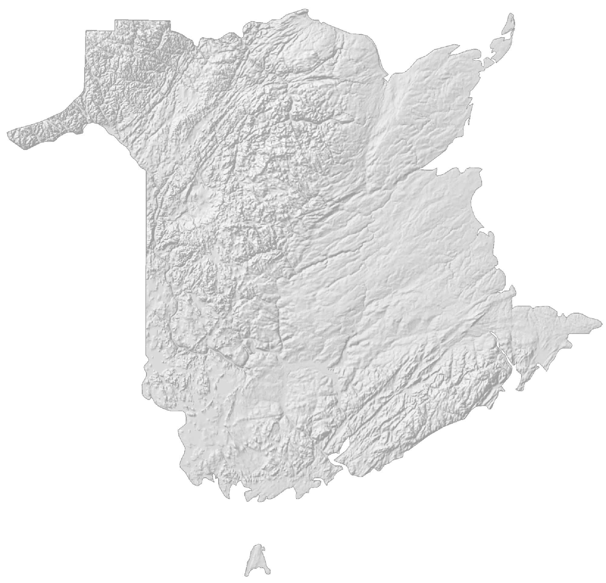 New Brunswick Elevation Map