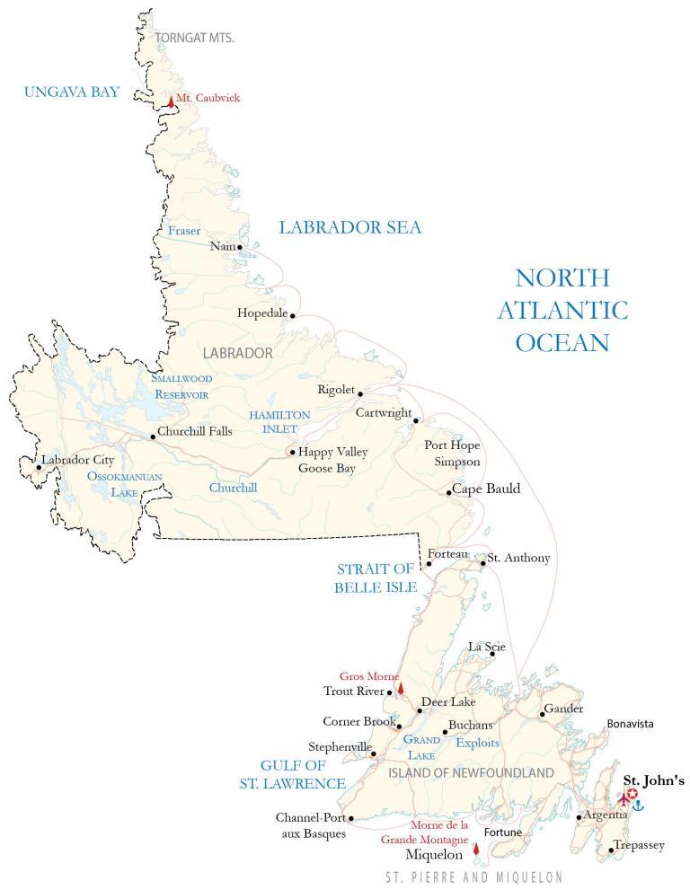 Newfoundland and Labrador Map