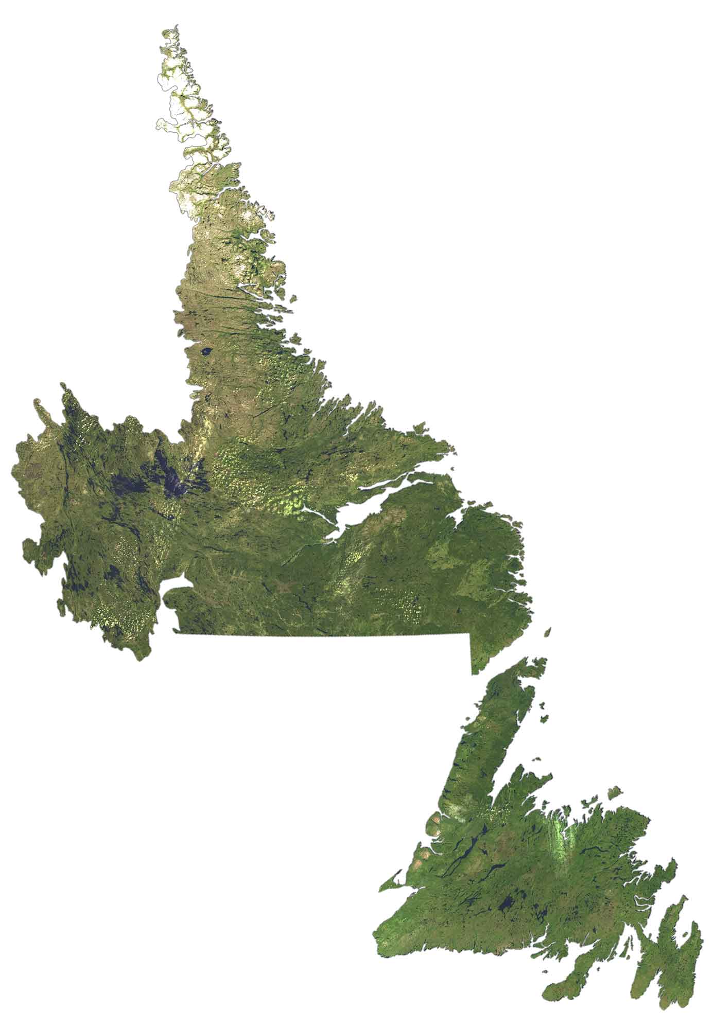Newfoundland and Labrador Satellite Map