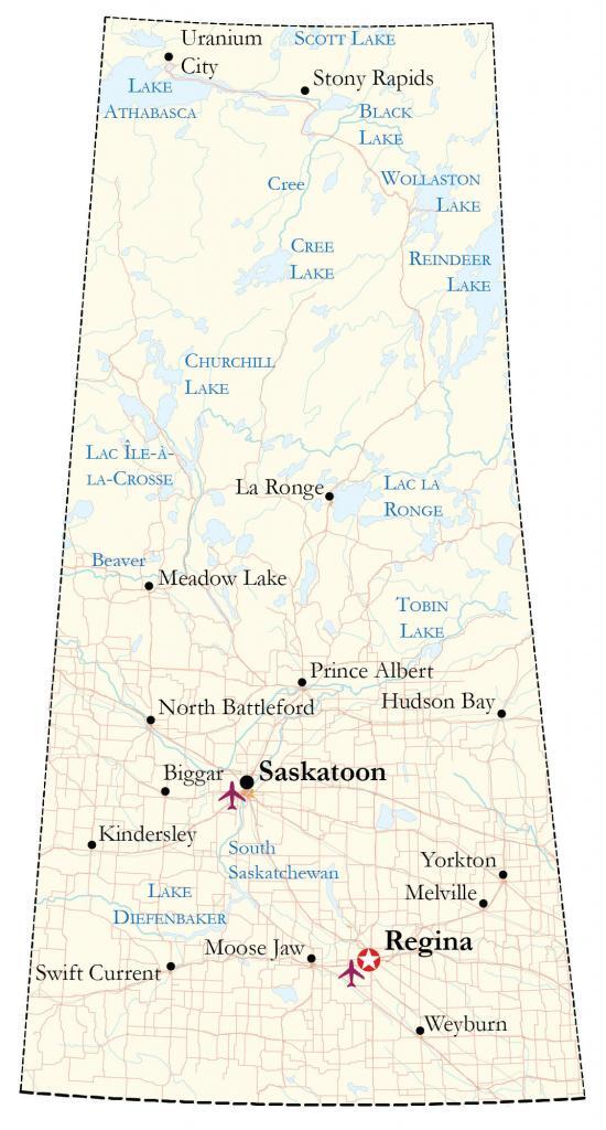 Saskatchewan Map Cities and Roads GIS Geography