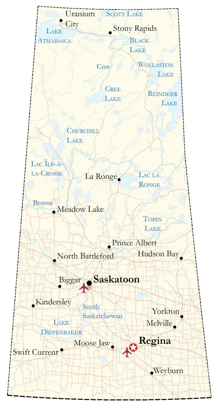 Saskatchewan Map – Cities and Roads