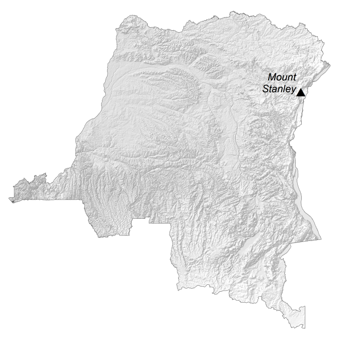 Democratic Republic of Congo Elevation Map
