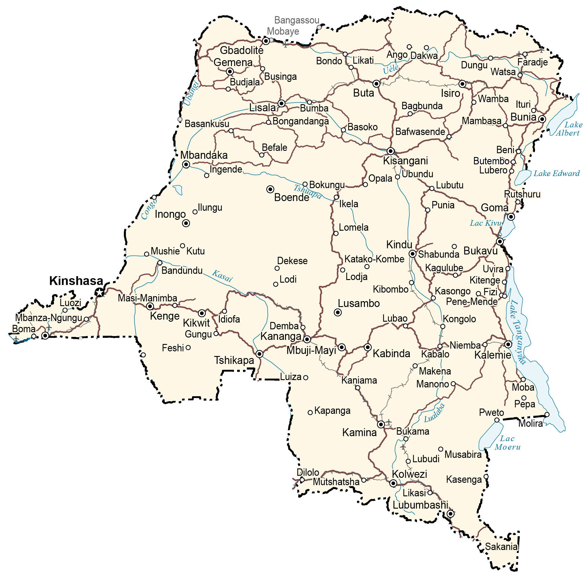 Political Map Of Democratic Republic Of Congo - Nat Laurie