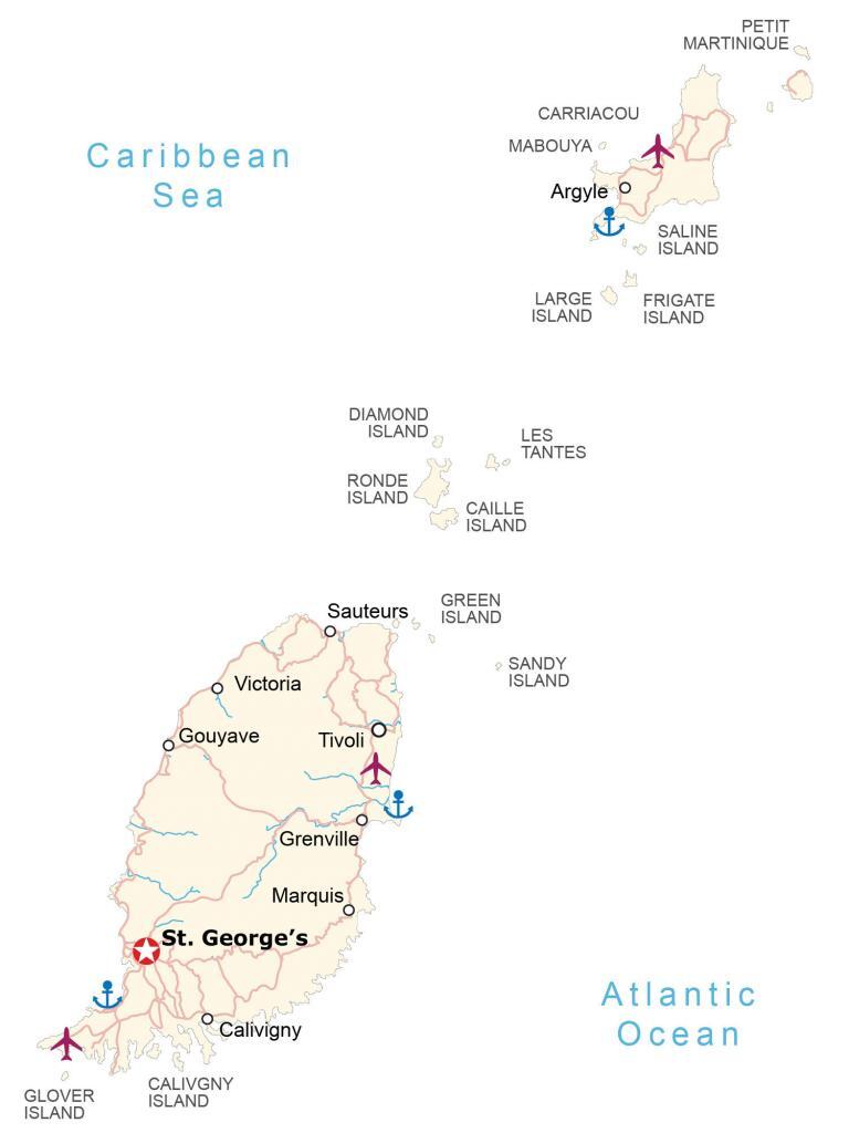 Map of Grenada – Islands and Cities