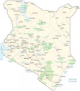 Map of Kenya – Cities and Parks