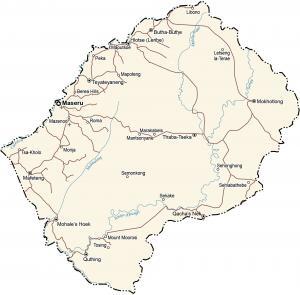 Lesotho Map – Cities and Roads