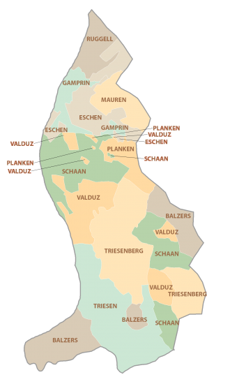 Liechtenstein Muncipality Map