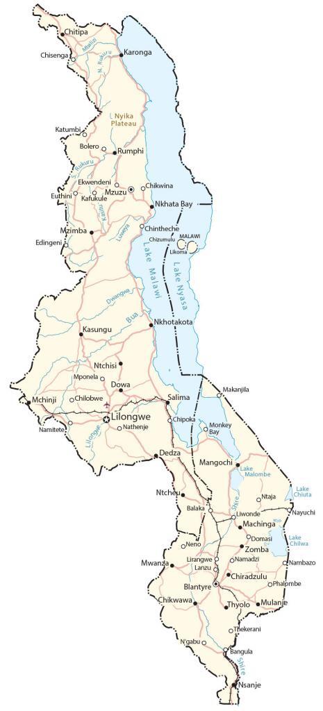 political map of malawi