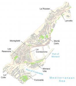 Monaco Map – Districts and Satellite Image