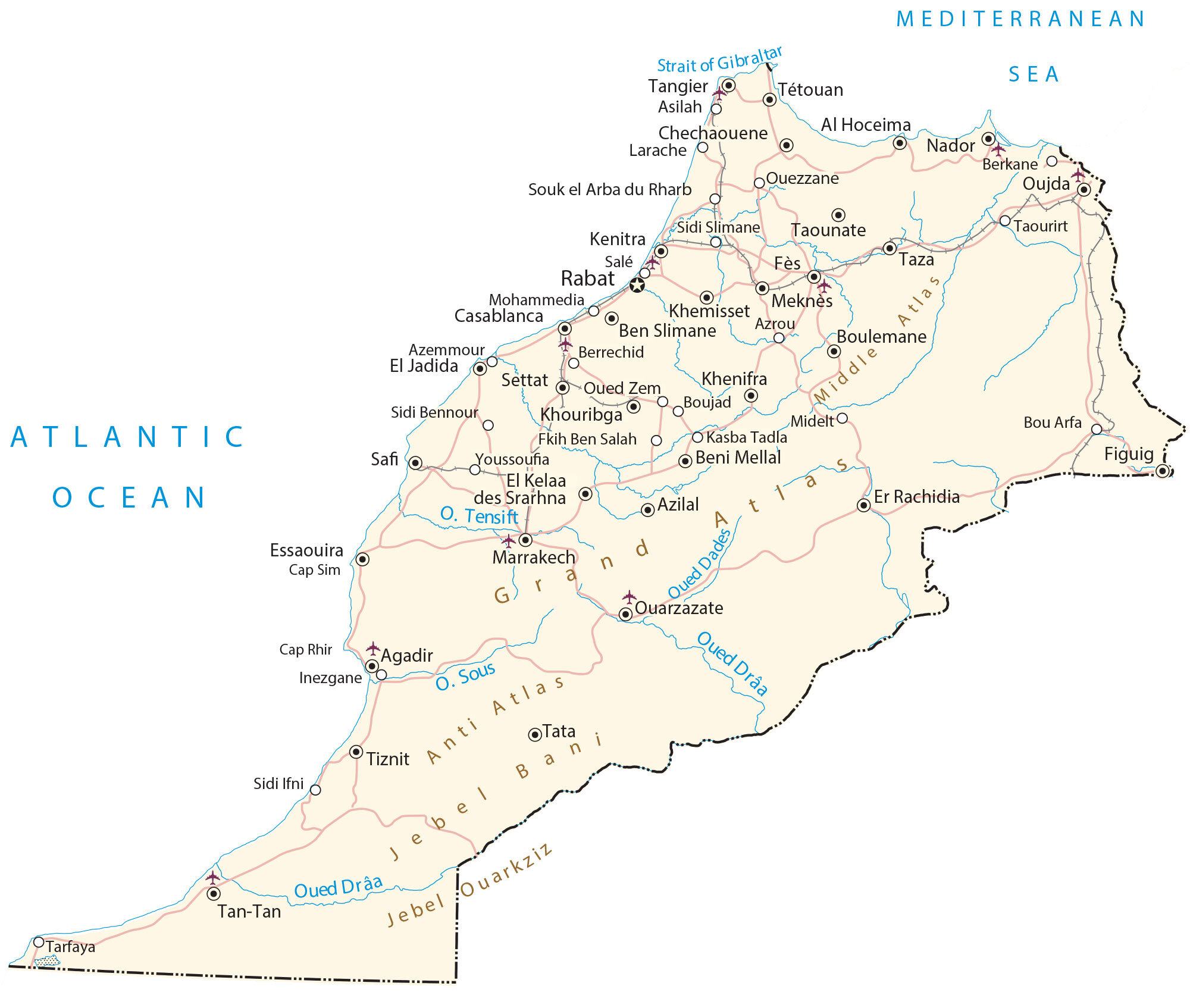 Atlas Mountains Physical Map   Morocco Map 