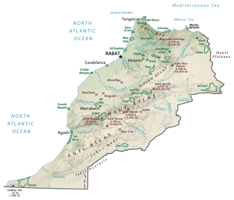 Morocco Physical Map