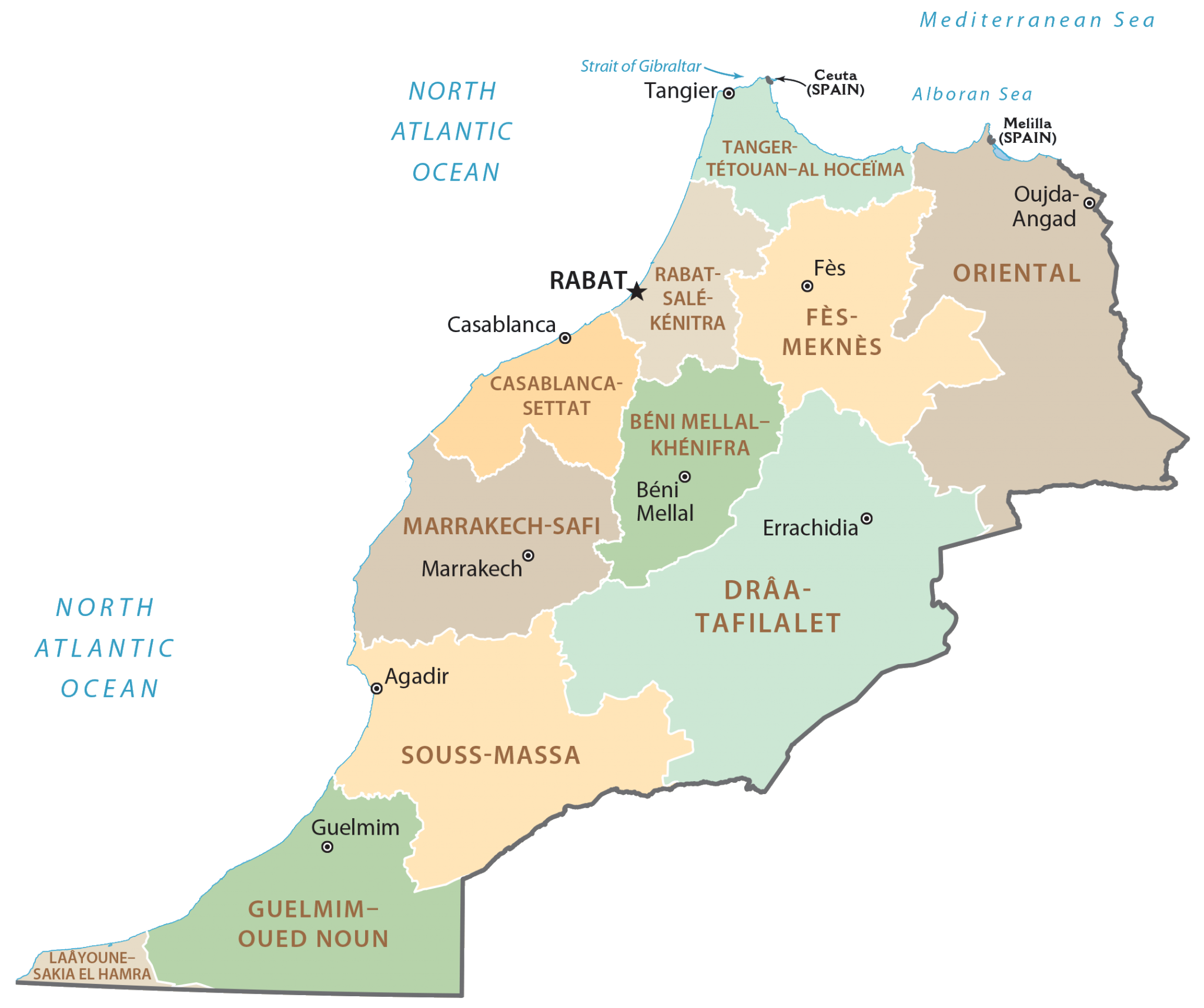 Map of Morocco Cities and Roads GIS Geography