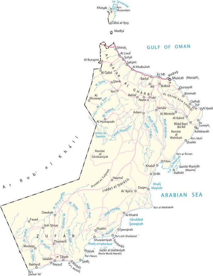 Oman Map - Cities and Roads - GIS Geography