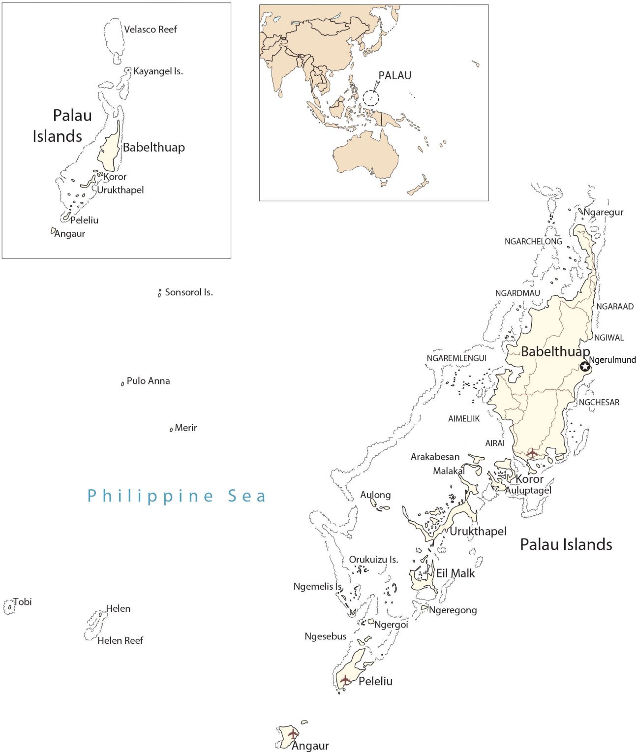 Map Of Palau Cities And Islands GIS Geography