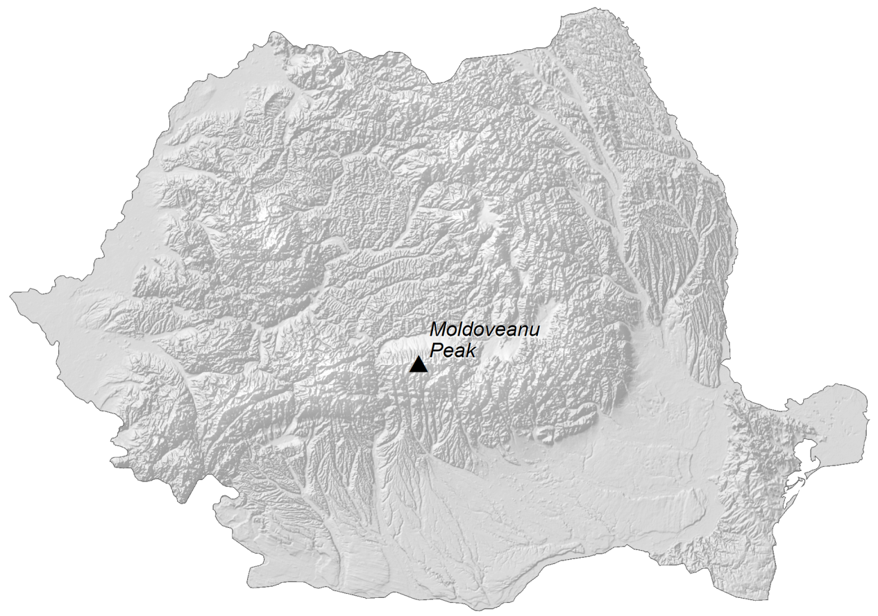 Romania Elevation Map 1265x888 