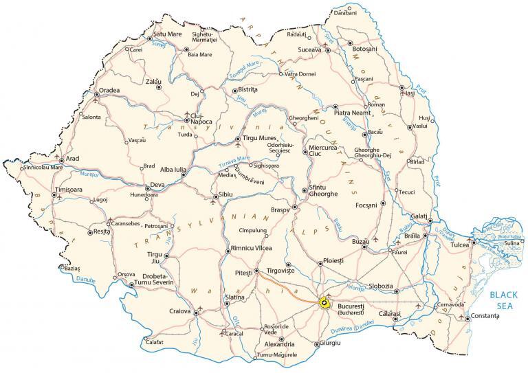 Map Of Romania Cities And Roads GIS Geography   Romania Map 768x543 