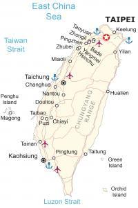 Map of Taiwan – Cities and Roads
