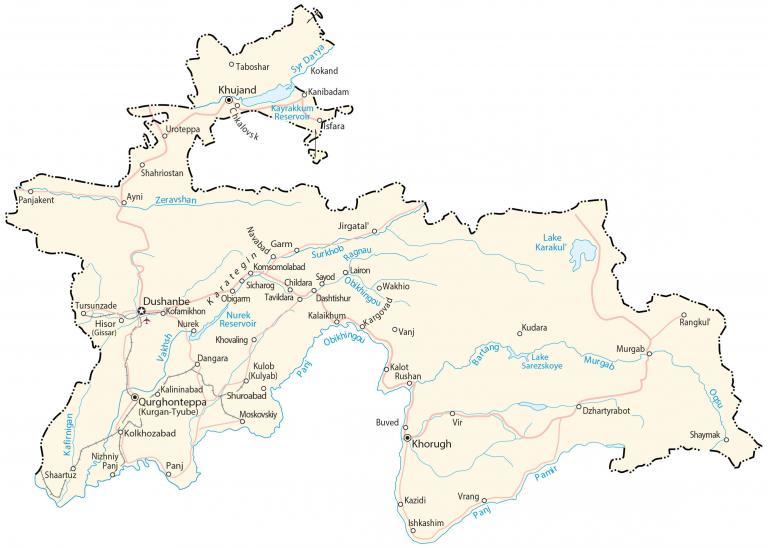 Map Of Tajikistan Gis Geography