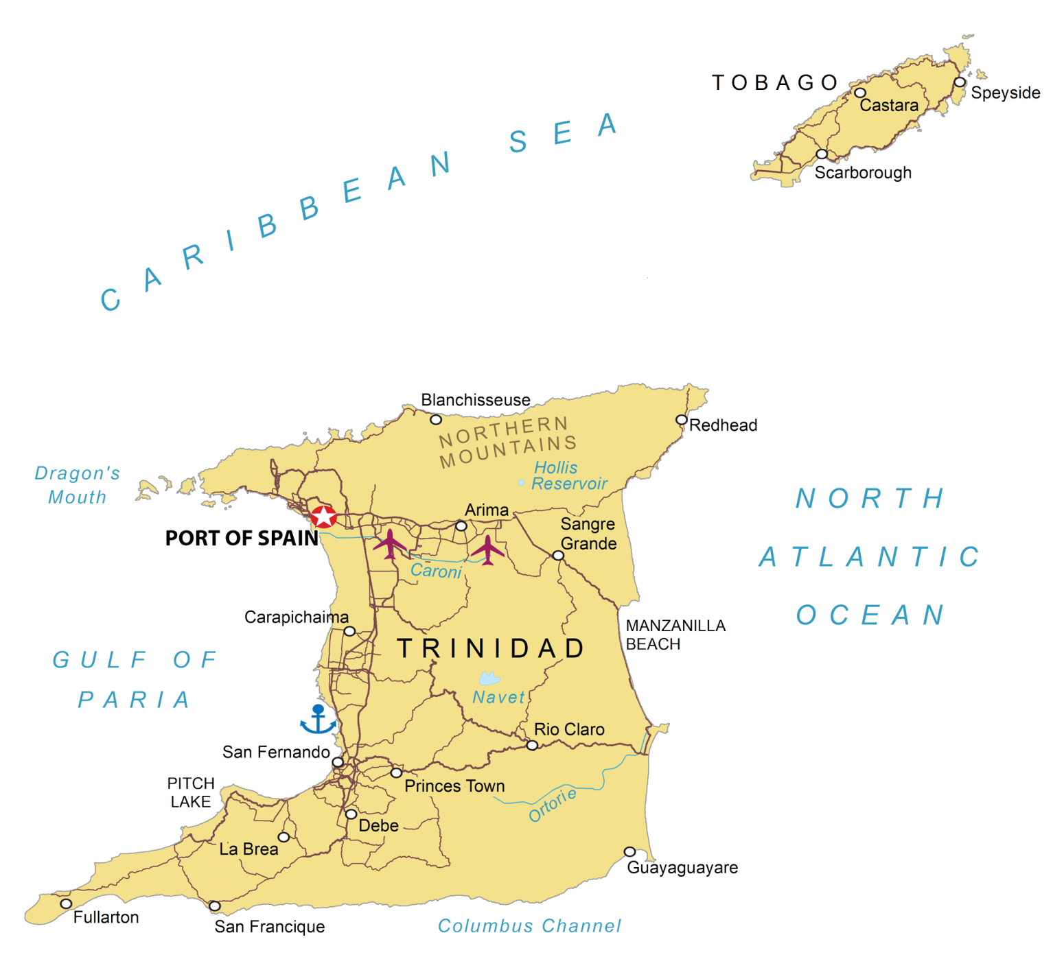 Trinidad And Tobago Map 1550x1395 