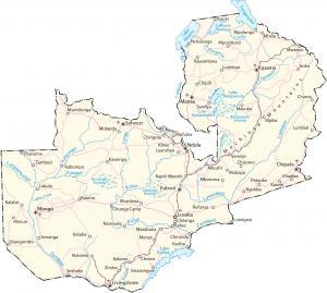 Zambia Map – Cities and Roads