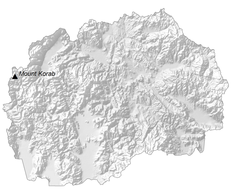 North Macedonia Elevation Map