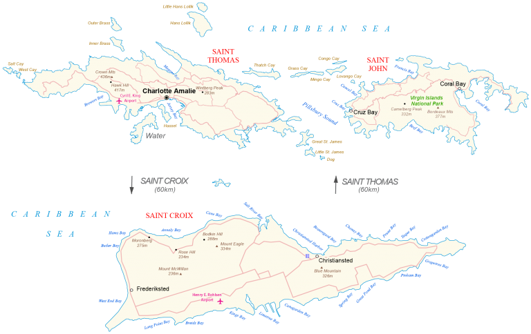 Map of the US Virgin Islands