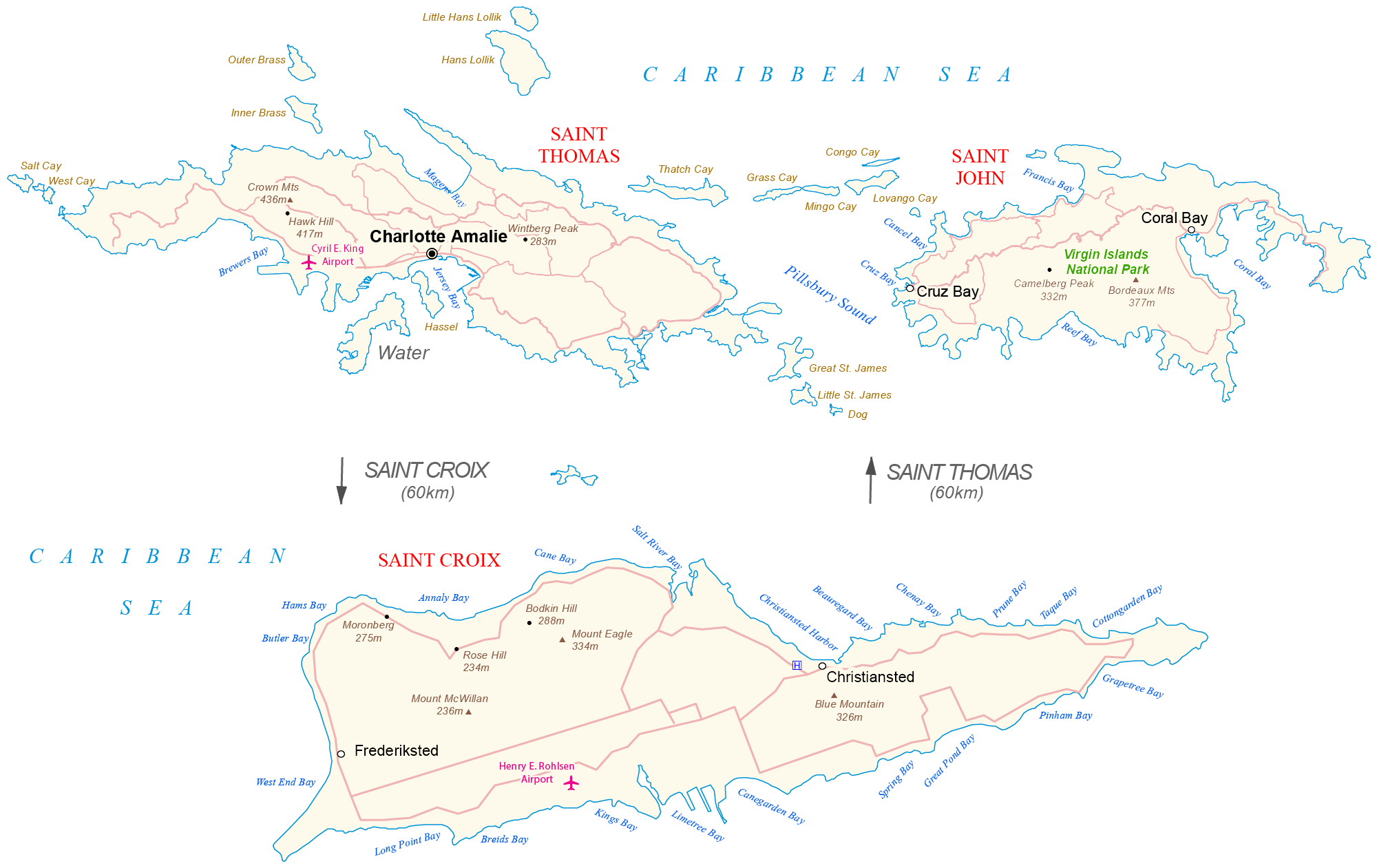 US Virgin Islands Map 