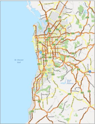 Adelaide Road Map Australia 328x425 