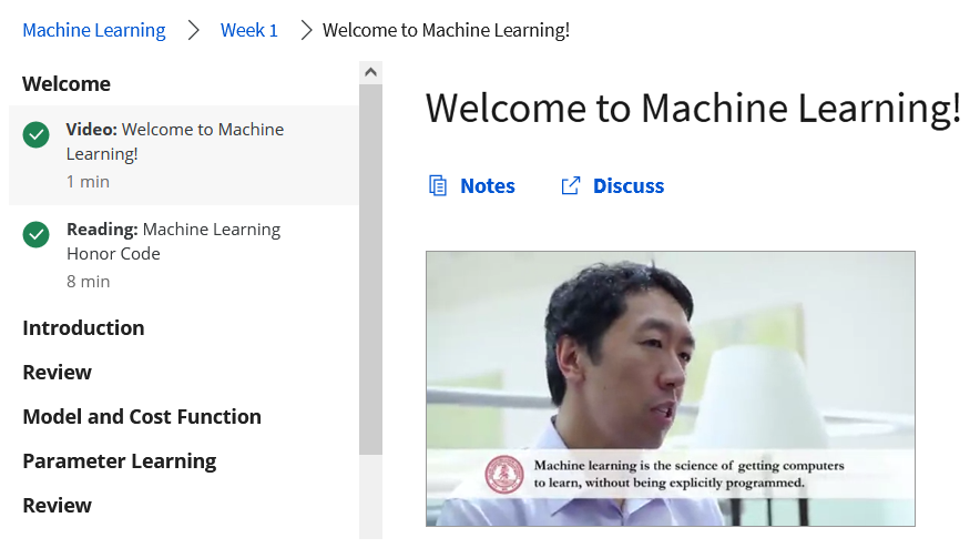 Machine Learning Stanford University Video