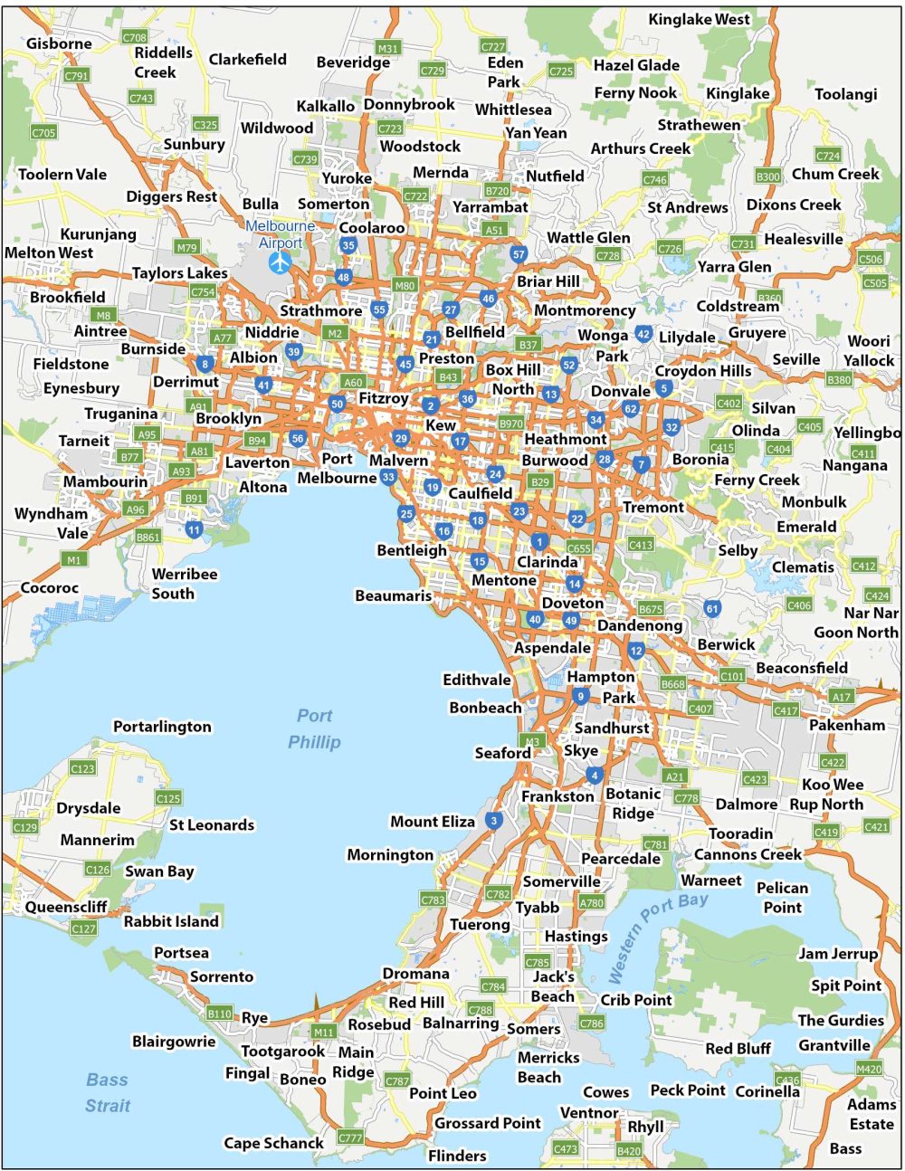 Melbourne Map Australia Places