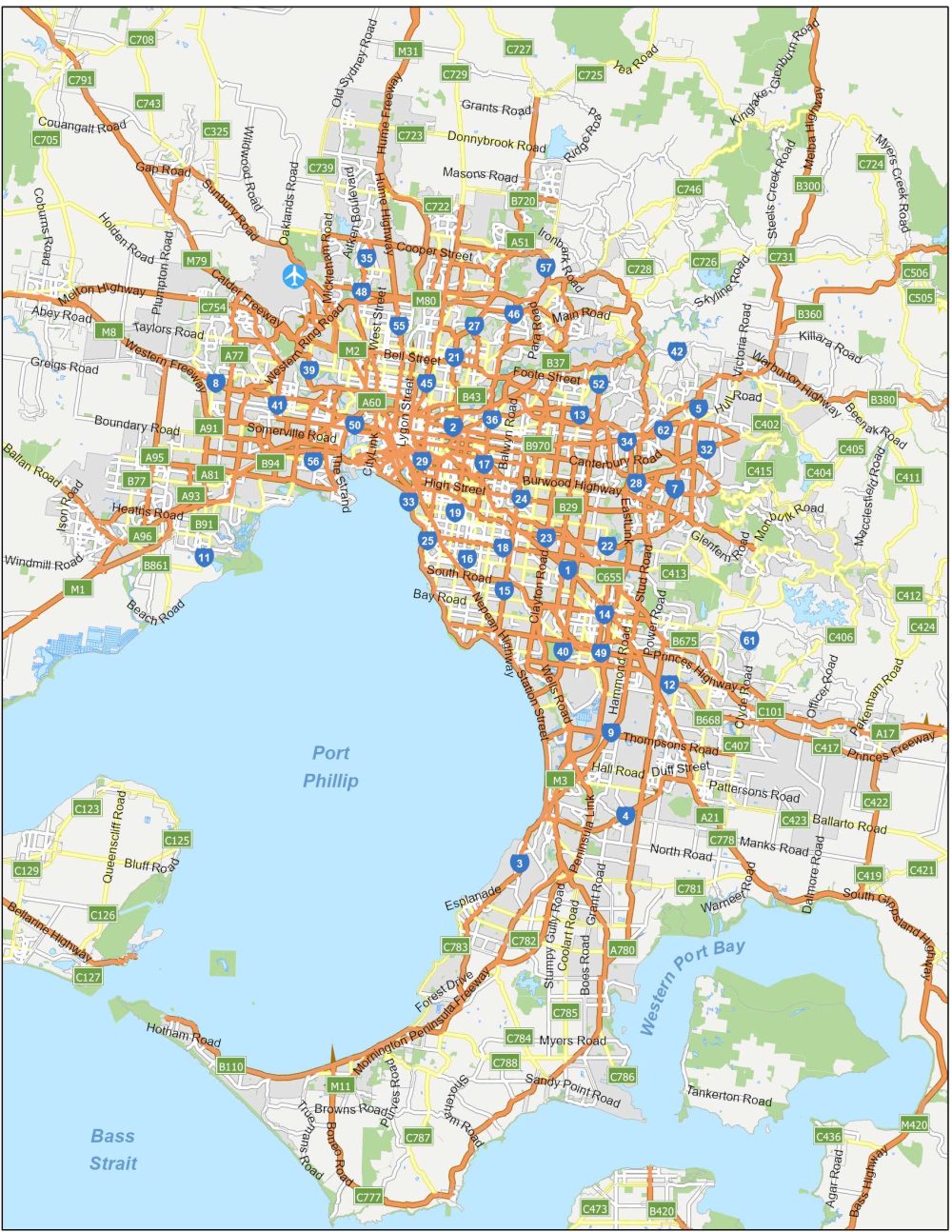 Melbourne Road Map Australia