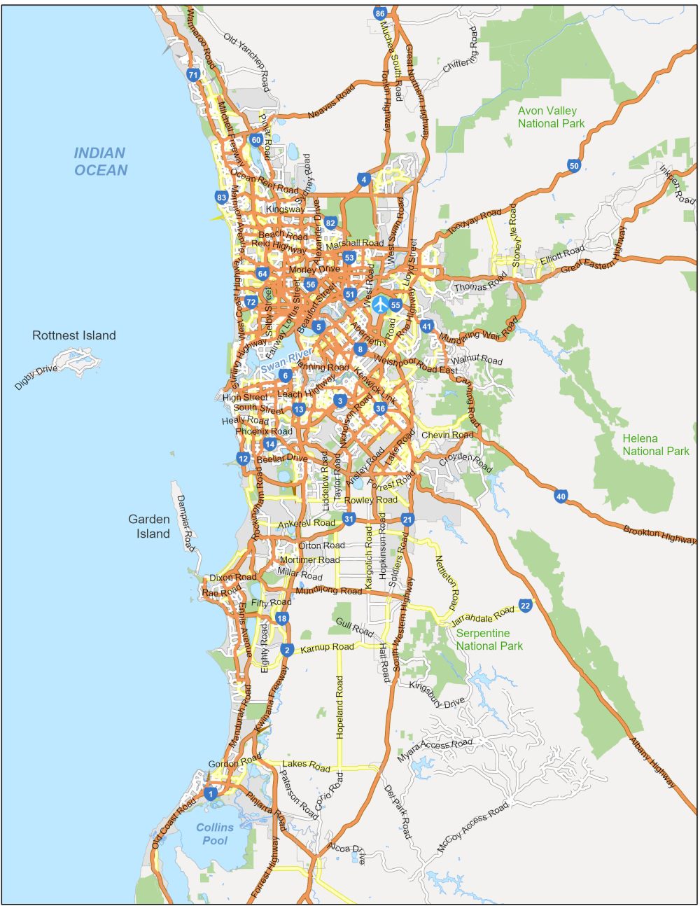 Perth Road Map Australia