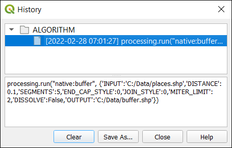 PyQGIS History